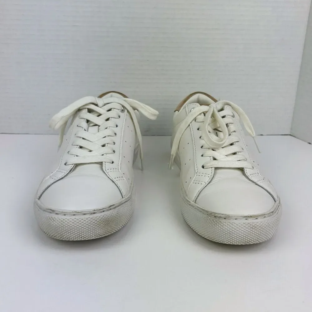 J.Crew Saturday Sneakers White w Nude Suede Detail Leather Tennis Shoe Trainer 8